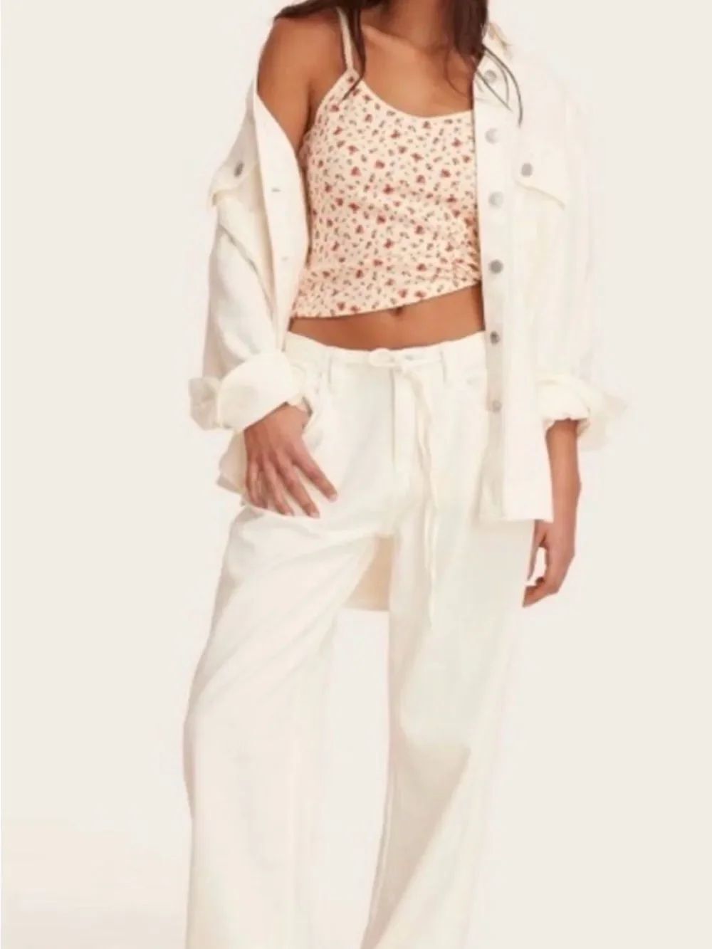 NWT Parke x Target Baggy Drawstring Jeans - Cream Size 8